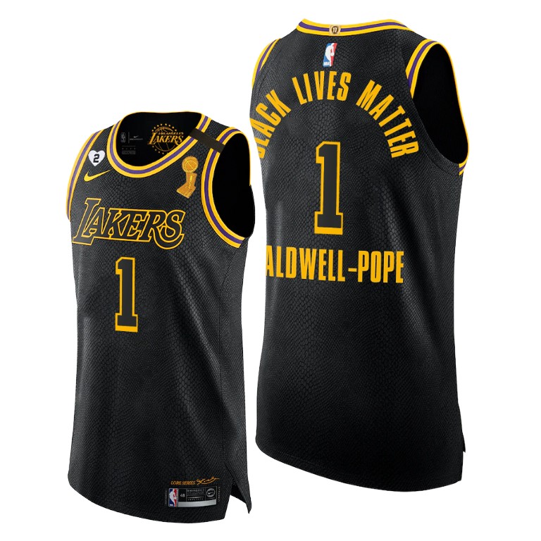 Men's Los Angeles Lakers Kentavious Caldwell-Pope #1 NBA Authentic Mamba 17X BLM Finals Champions Black Basketball Jersey XYN4583GI